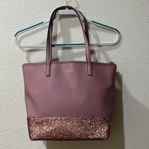 Kate Spade Mauve and Rose Gold Glitter Tote